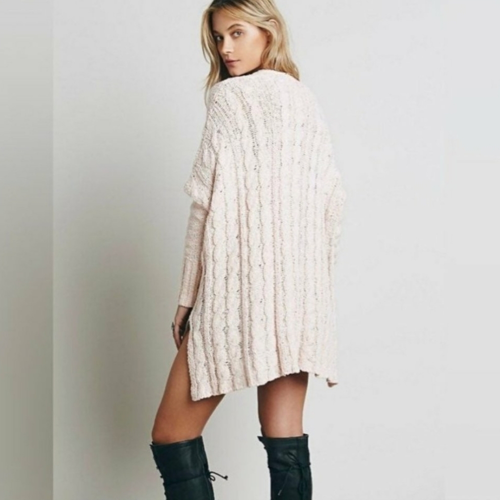 Free People Easy Cable V Neck Sweater
